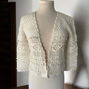CALYPSO ST. BARTH MACRAME CROPPED CARDIGAN SIZE XS
